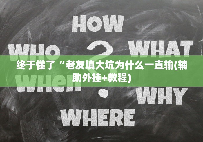 终于懂了“老友填大坑为什么一直输(辅助外挂+教程)