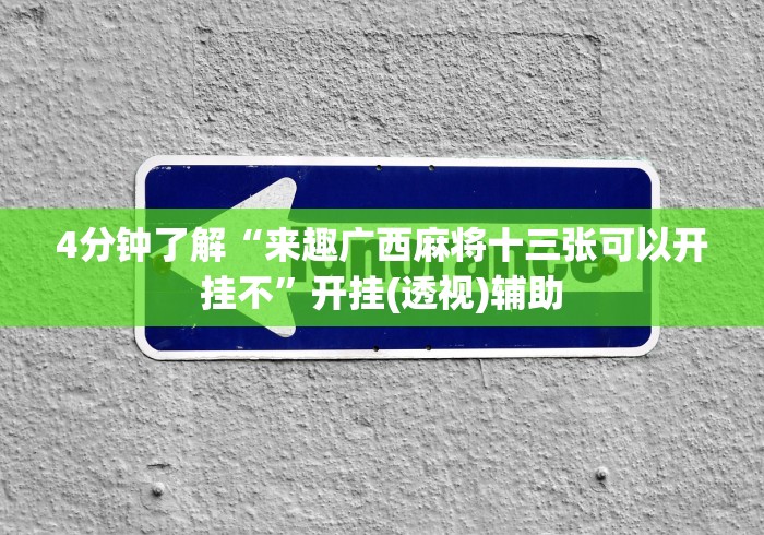 4分钟了解“来趣广西麻将十三张可以开挂不”开挂(透视)辅助