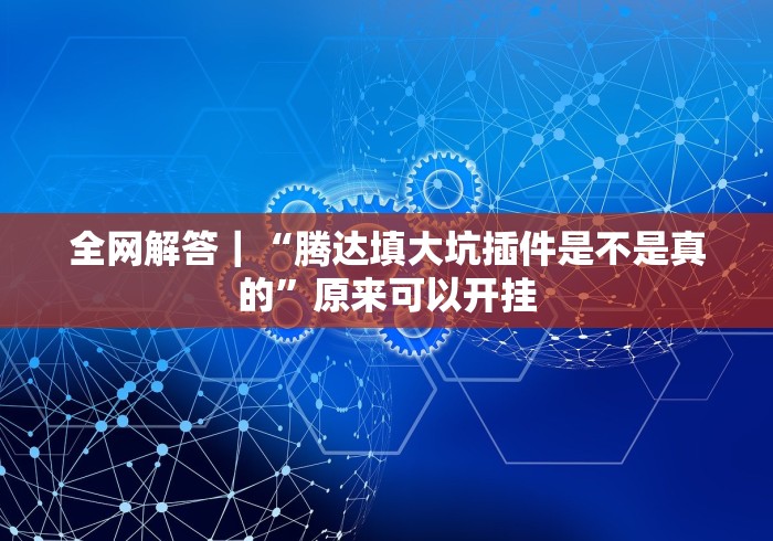 全网解答｜“腾达填大坑插件是不是真的”原来可以开挂