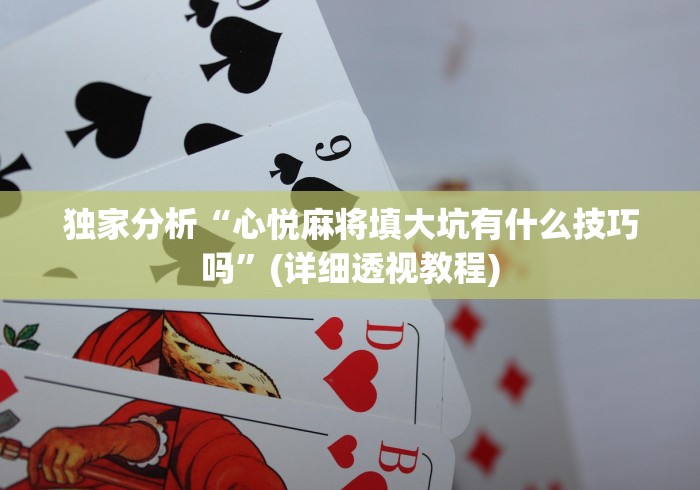 独家分析“心悦麻将填大坑有什么技巧吗”(详细透视教程)